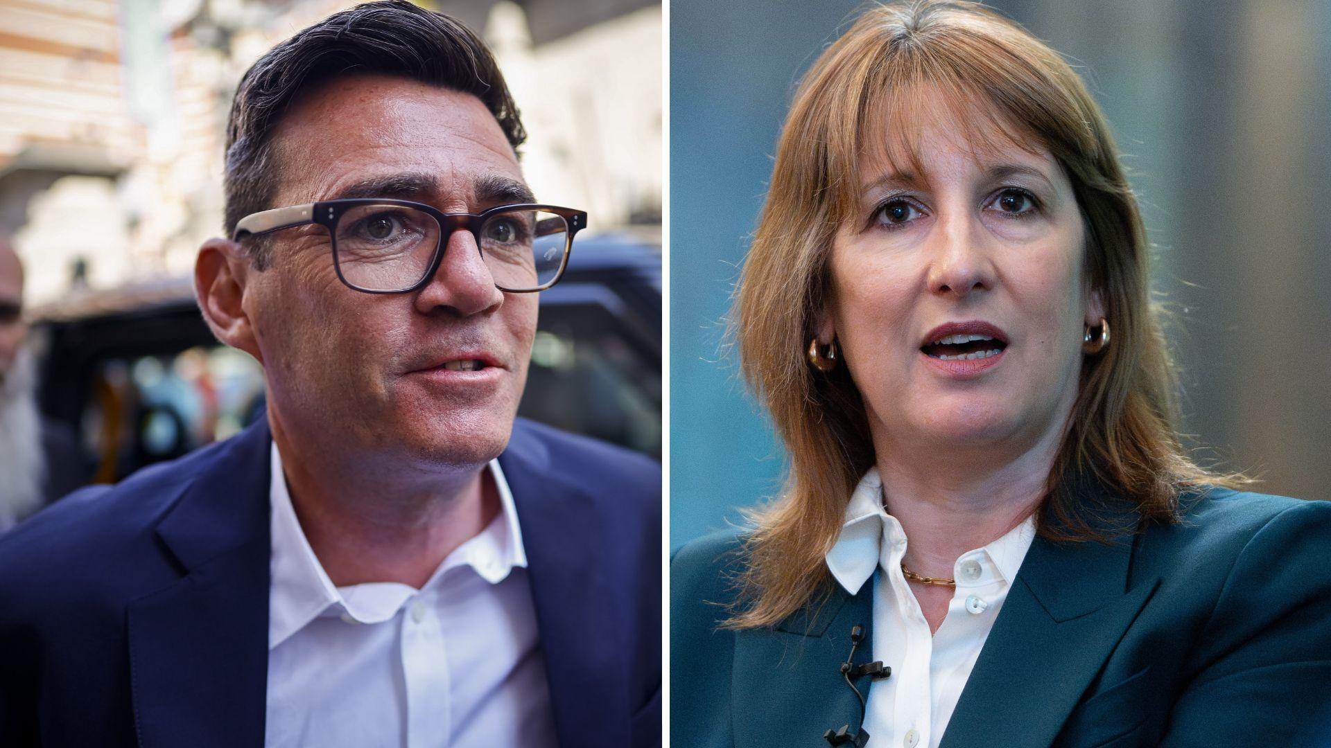 Composite image of Andy Burnham and Rachel Reeves.