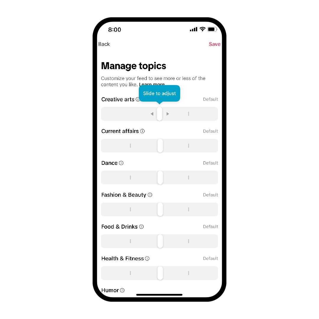 TikTok's new 'Manage Topics' tool