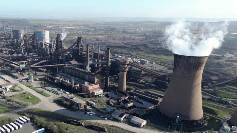 An aerial view of the British Steel plant in Scunthorpe