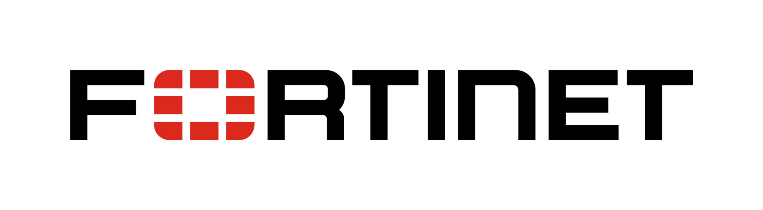 Fortinet logo in black text with a red grid-like symbol replacing the O in the company name