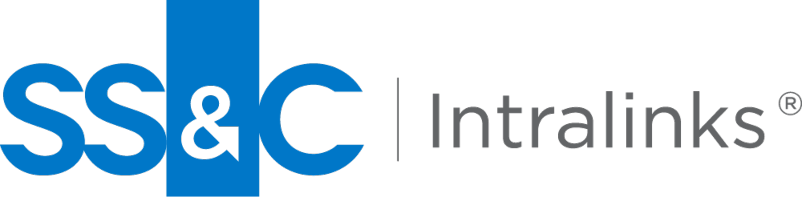 SSC Intralinks logo in blue, representing financial technology and secure information sharing.